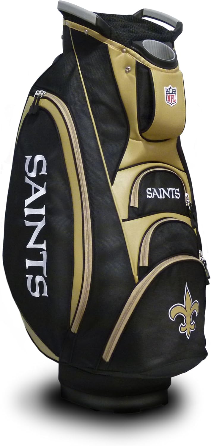 Team Golf NFL New Orleans Saints Victory Golf Cart Bag, 10-way Top with Integrated Dual Handle & External Putter Well, Cooler Pocket, Padded Strap, Umbrella Holder & Removable Rain Hood : Sports & Outdoors