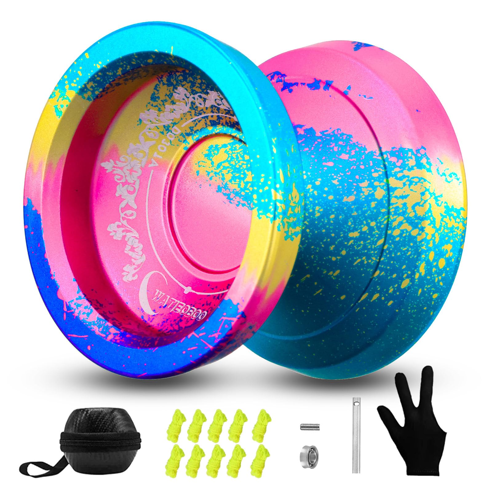 Photo 1 of WATIEOBOO yoyo R8 Responsive Yoyo for Beginners, Professional Unresponsive Yo yo for Adults Pro Metal Trick Yoyos with Yo-Yo Bearing Kit 10 Strings, Case & Gloves