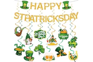 IPARTYCOOL 32pcs St Patricks Day Decorations, Glitter St Patricks Day Banner with 12pcs Hanging Swirls, St Patricks Day Accessories, St Pattys Spring Decorations,St. Patrick's Day Party favors,Irish Decorations