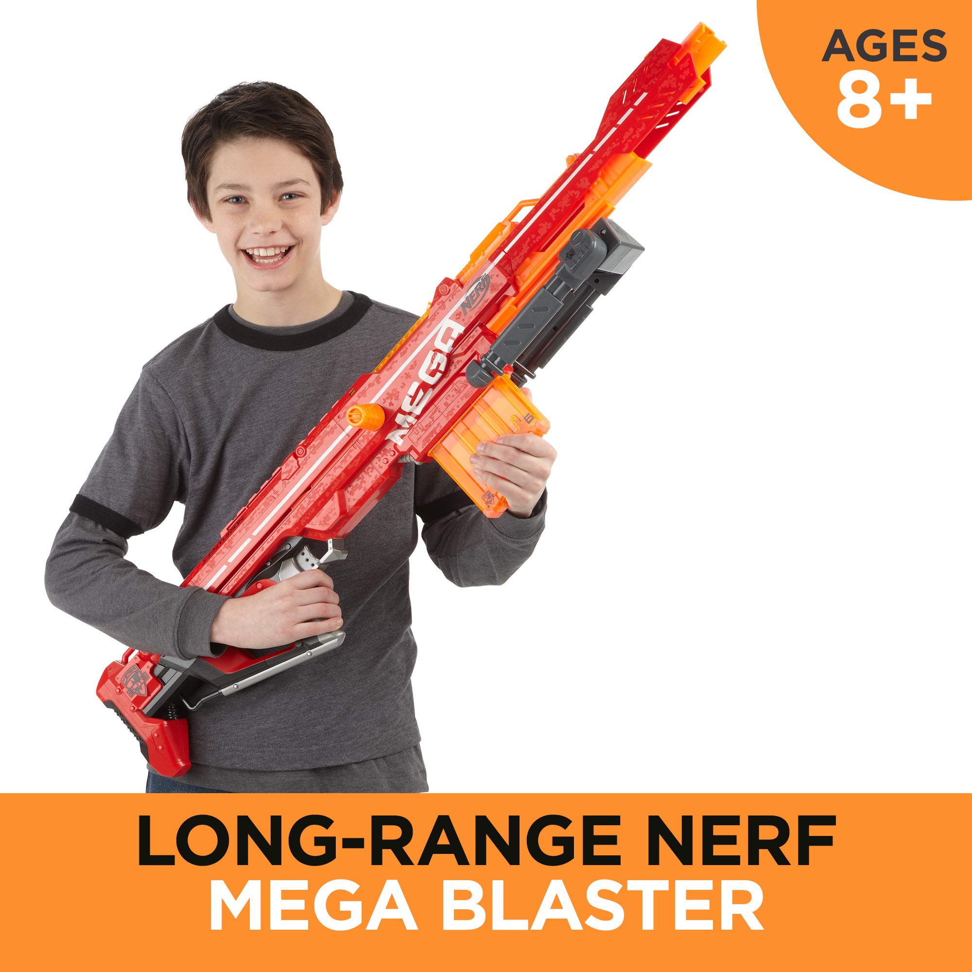 Nerf Centurion Mega Toy Blaster with Folding Bipod, 6Dart Clip, 6