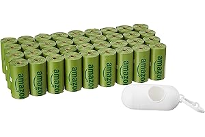 Amazon Basics - Bolsas para excremento de perro con dispensador, paquete de 540, mejoradas para garantizar que no haya fugas, aroma a pepino, incluye clip para correa