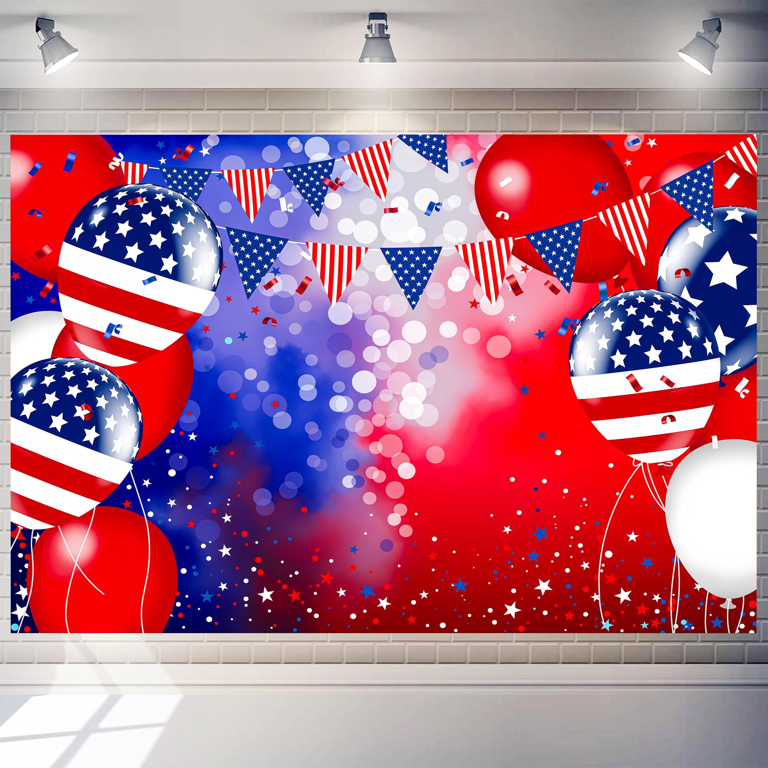 Photo 1 of 10 x 8 ft Independence Day Background Patriotic Theme Party Decorations Banner Polyester Large American Flag Backdrop 4th of July Veterans Memorial Day Photo Booth Props Supplies