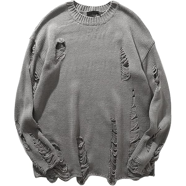 OLD JOE 　DISTRESSED RAM WOOL SWEATER Crewneck Sweater Men Ripped Hole Distressed Fall Pullover