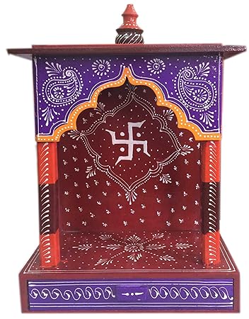 SAARTHI Handicraft Wooden Multicolor Temple/Home Temple/Pooja Mandir/Pooja Mandap/Hanging Temple/Puja Ghar with Drawer for Home | Office - 36 cm