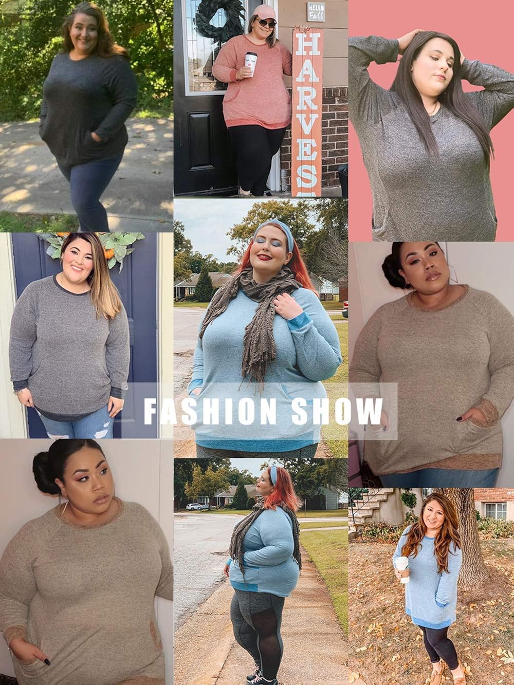 DOLNINE Women's Plus Size Sweatshirts Color Block Long Sleeve Pocket Shirts Tops at  Women’s Clothing store
