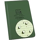 Rite in the Rain Weatherproof Hard Cover Notebook, 4.25" x 6.75", Green Cover, Universal Pattern (No. 970F-M)