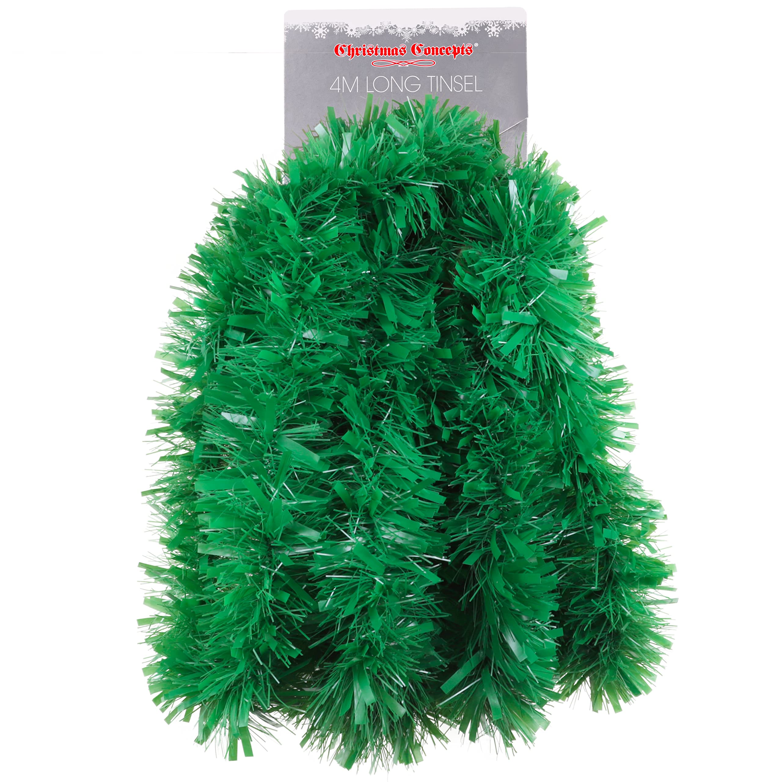 Christmas Concepts® 4m (13ft) Metre Chunky/Fine Christmas Tinsel - Christmas Decoration Tinsel (MATT GREEN)