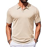COOFANDY Mens Polo Shirts Short Sleeve Casual Knit Polo Shirt Vintage Golf T Shirts Old Money Tops