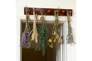 Tnstbiee Rustic Hanging Herb Drying Rack–Space-Saving Design Holds 7 Bouquets,Fits Window,Door Kitchen Areas-Great for Kitchen Witches Herb Display-Unique Gift for Gardening Enthusiasts-Wall Art Décor