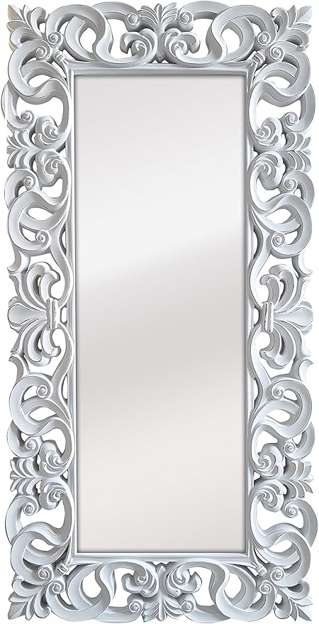 la fabrica del cuadro espejo decorativo de pared barroco modelo goya medida exterior 88x178 cm medida de espejo 48x138 cm blanco decape