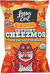 LESSEREVIL Organic Blazin' Hot Cheddar Cheezmos, 7 OZ