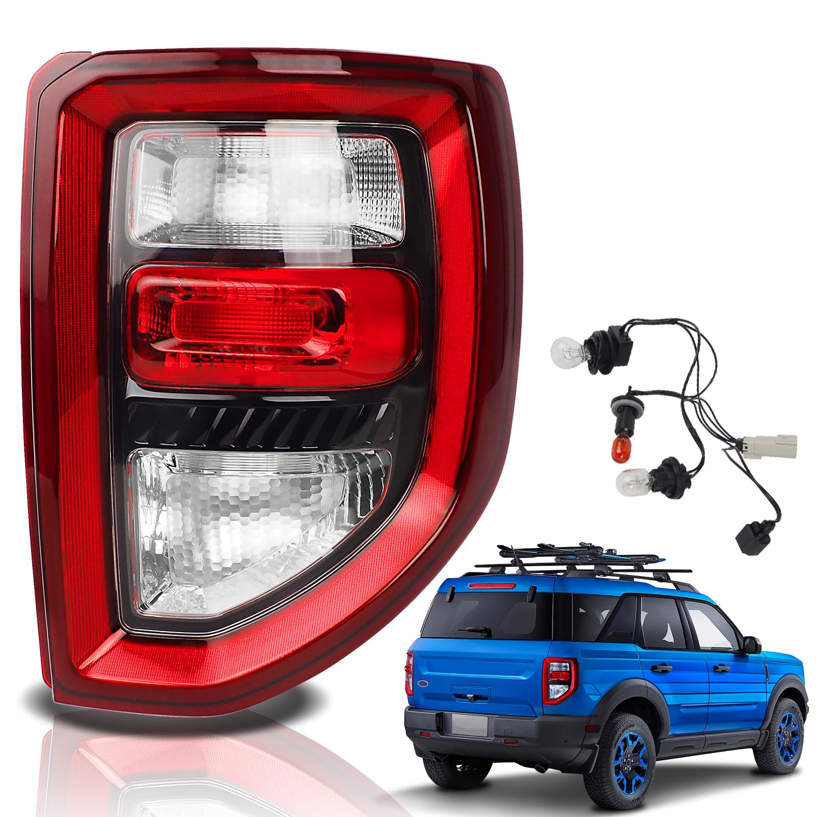 Photo 1 of STRAUTOS Tail lights Compatible with 2021 2022 2023 2024 2025 Ford Bronco Sport Rear Lights Assemblies OE Factory Style LED Model Tail Lamps Replace M1PZ13404A (Right Passenger Side)