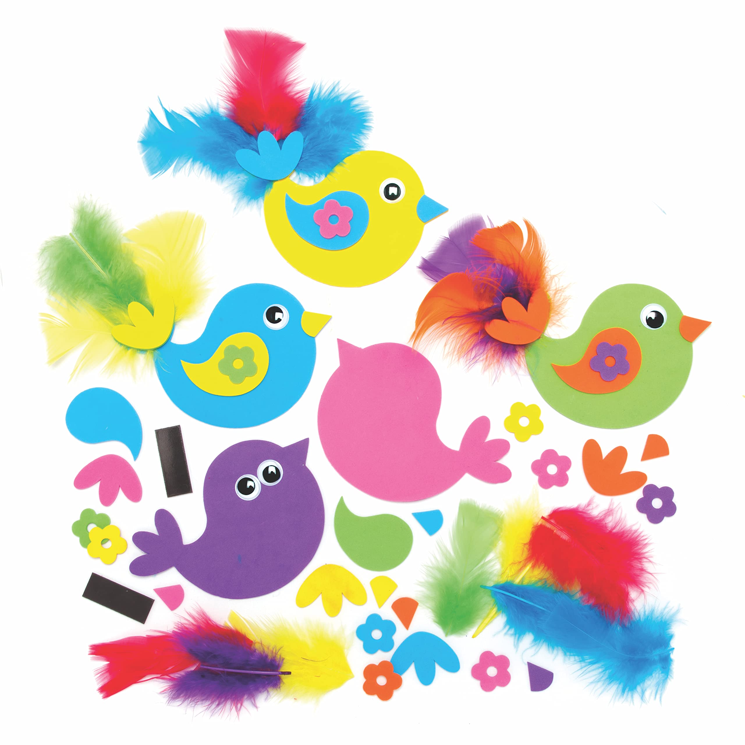 Baker Ross AX839 Bird Fridge Magnet Kits - Pack of 8, Make Your Own Fridge Magnets, Art Kits for Children's Creativity, Small Gifts or Home Crafts