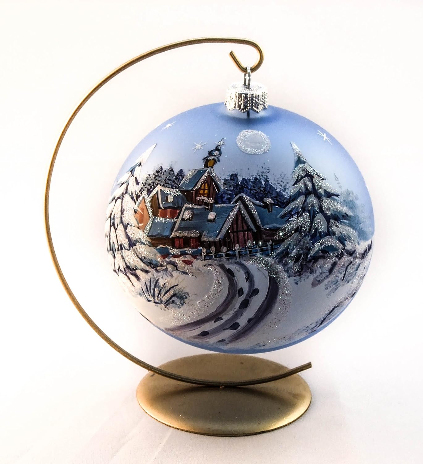 Christmas bauble, 5 inches (120 mm), painted by artist glass Christmas