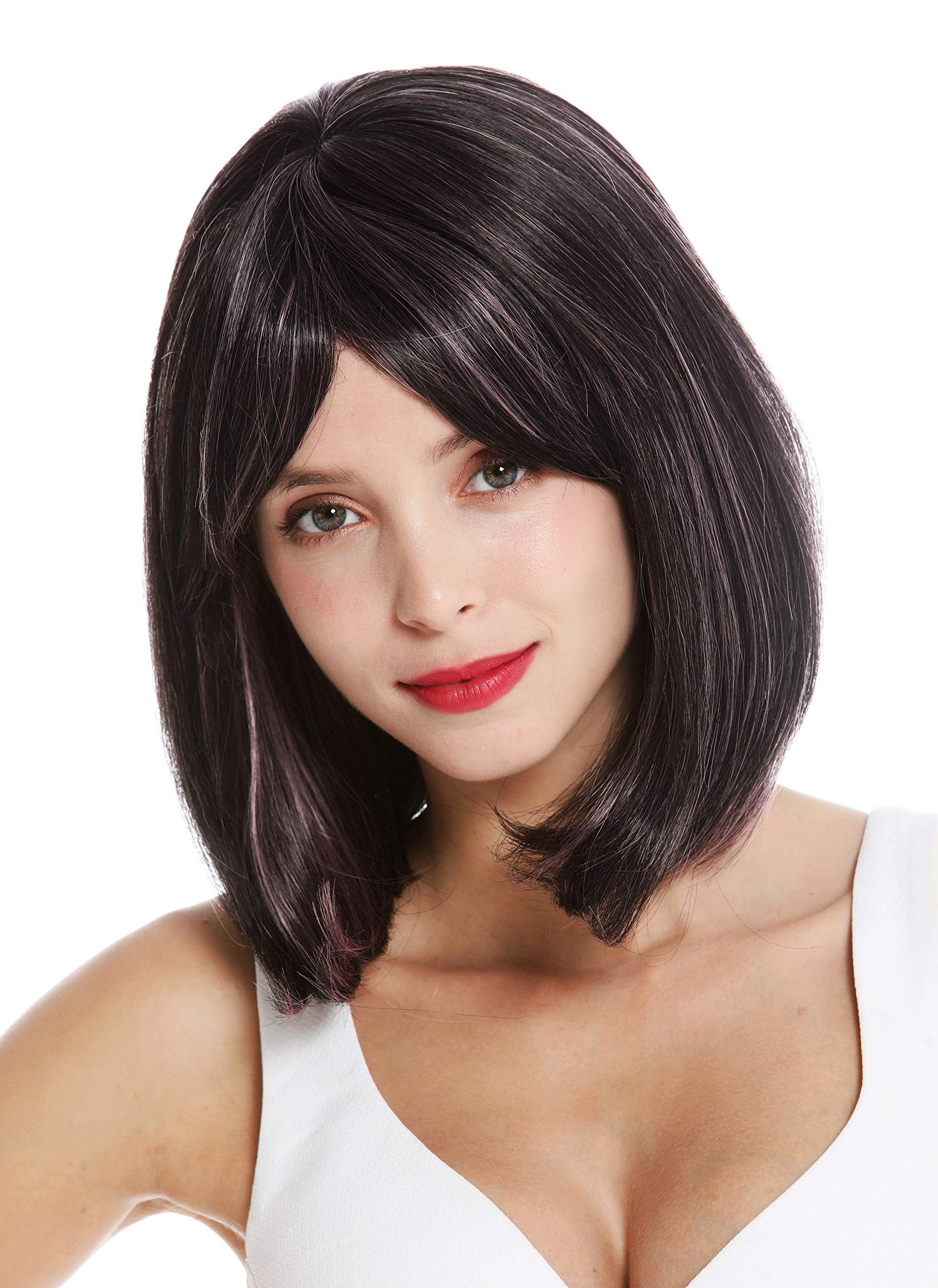 WIG ME UP - VK-3-2HT2311 quality women's wig short shoulder length long bob sleek Balayage black pink highlights highlighted