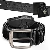 Aganmi Personalized Mens Leather Belt, Custom Initial Split Leather Black Belts Birthday Gifts for Husband Boyfriend Dad