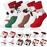Cindeer 12 Pairs Christmas Fuzzy Socks Women Winter Cozy Fluffy Slipper Socks Warm Plush Sleeping Gift for Xmas Holiday Girls(Santa Style)