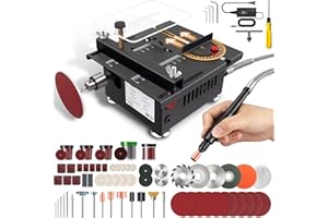 HZQVA Mini Table Saw, Mini Multi-Functional Table Saw for Crafts, Speed & Angle Adjustable, Cutting | Sanding | Engraving | Drilling All-in-One Machine, for Wood/PCB/Acrylic/Plastic (Liftable & Dark Gray)
