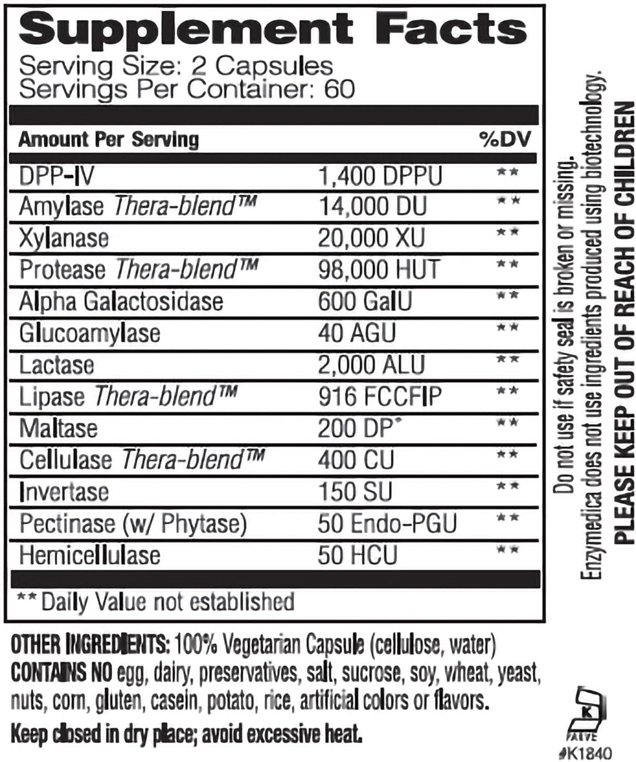 Enzymedica, Digest Spectrum, Dietary Supplement to Support Digestive Relief From Food Intolerances, Vegan, Gluten Free, Non-GMO, 120 capsules (60 servings): Health & Personal Care