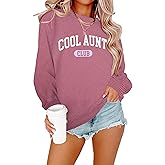 Aunt Shirt Women Auntie Shirts: Cool Aunts Club Long Sleeve Aunt Gifts Lightweight Shirt Ribbed Textured Loose Novetly Top
