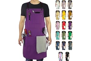 Stenffy - Work Apron,Cotton Canvas,Multiple Pockets,Gardening,BBQ,Cafe,Kitchen,Painting,Carpenter,Artist Apron,Apron for Men,