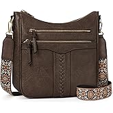 RAINSMORE Crossbody Bags for Women, 7 Pockets Crossbody Purses Lightweight Leather Shoulder Handbags for Travel