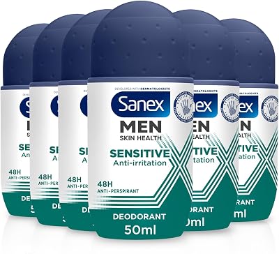 Sanex Men Sensitive Antiperspirant Roll-On Deodorant 6x50ml 48h