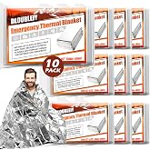 DLOUBLEIY 10-Pack Emergency Mylar Blankets, Thermal Space Blankets | Lightweight Waterproof Foil Blankets Help Retain Body Heat for Survival Kits, Car Kits, Camping, and Hiking