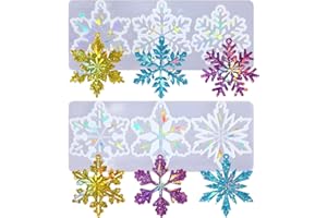 SNEWVIE Holographic Christmas Resin Molds Silicone Snowflake Resin Molds with 6 Varying Shape,Christmas Ornament Molds for Resin Casting,Snowflake Epoxy Resin Molds for Christmas Crafts
