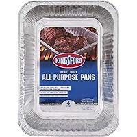 KINGSFORD Heavy Duty All-Purpose Aluminum Pans, 4 Pack | Disposable Aluminum Foil Pans Ideal for Cooking, Baking, Steaming, G