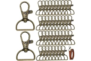 Swivel Snap Hooks, 40Pcs 360 Degree Bronze Swivel Hooks with D-Shaped Key Rings, Sturdy Keychain Clip for Keychain Clip Lanya