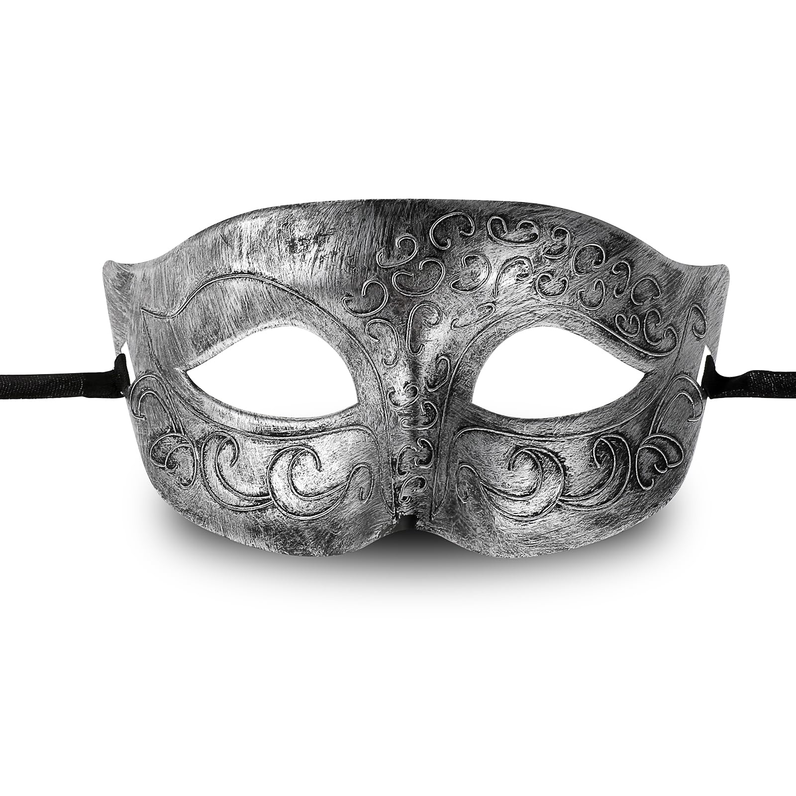 Sibba Silver Masquerade Ball Masks for Men Mardi Gras Mask Carnival Vintage Men's Masquerade Masks Fancy Dress Venetian Eye Mask for Adults Wedding Christmas Proms Party Festival Costume Accessories