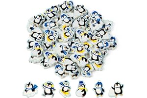 Haooryx Penguin Mini Eraser Bulk - 60pcs Novelty Winter Season Cute Penguin Pencil Eraser Cartoon Animal Desk Pet Student Christmas Winter School Prizes Gift Filler Supplies Christmas Party Favors
