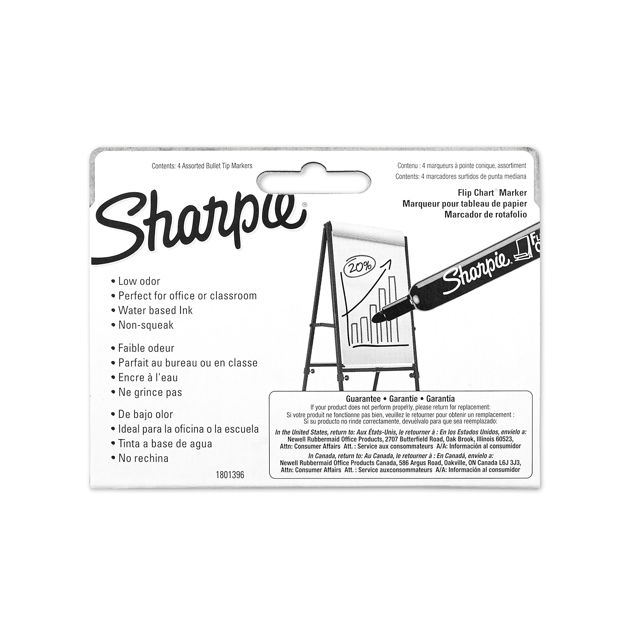 Sharpie Flip Chart Markers, Bullet Tip, Assorted Colors, 4 Pack