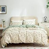 CottonLife Floral Duvet Cover King 100% Brushed Microfiber 3 Pieces King Bedding Sets Reversible Floral Chic Garden Style Pattern King Duvet Cover with Zipper Closure
