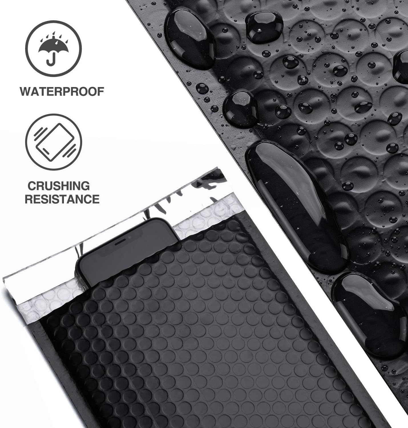 Switory 50pcs Padded Envelopes A5 Bubble Mailers Packaging Bags 6x10In Jiffy Bags Envelopes Bubble Wrap Poly Mailers Mailing Bags15.3cmx22.9cm (Black) - Image 5