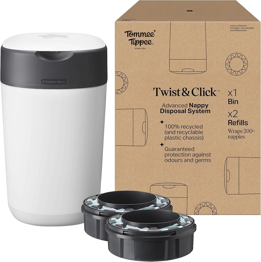 Tommee Tippee Twist & Click Nappy Bin Exclusive Pack with 2 Refills