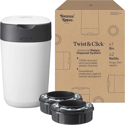 Tommee Tippee Twist & Click Nappy Bin Exclusive Pack with 2 Refills