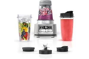 Ninja SS101 Foodi Smoothie Maker & Nutrient Extractor* 1200 WP, 6 Functions Smoothies, Extractions*, Spreads, smartTORQUE, 14-oz. , (2) To-Go Cups & Lids, Silver