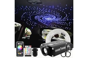 ATOKEE 16W Starlight Headliner Kit, 550pcs*0.03in*13.1ft Fiber Optic Lights for Car Roof Use with Music Sync Mode, Controlled Via Bluetooth App / 28-Key RF Remote