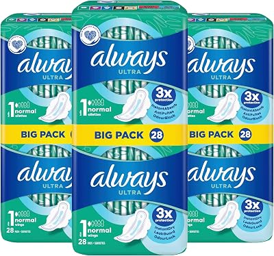 Always Ultra Normal Sanitary Pads with Wings Size 1 84 Pads Pack of 3