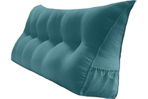 Peachwell Triangular Reading Bed Rest Pillow Large Bolster Cushion Headboard Backrest Wedge Pillow with Removable Cover and Two Large Side Pockets (Teal Blue, Queen: 59 x 8 x 20 inches)