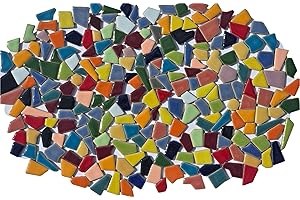 Verz Tile Ceramic Mosaic Tiles for Crafts & Art Projects 200 Grams Vibrant Colors Pieces Fit Together Like a Puzzle Endless Creative Ideas for Mosaic Art DIY Hobbies Small Sizes (Multi Color 2)