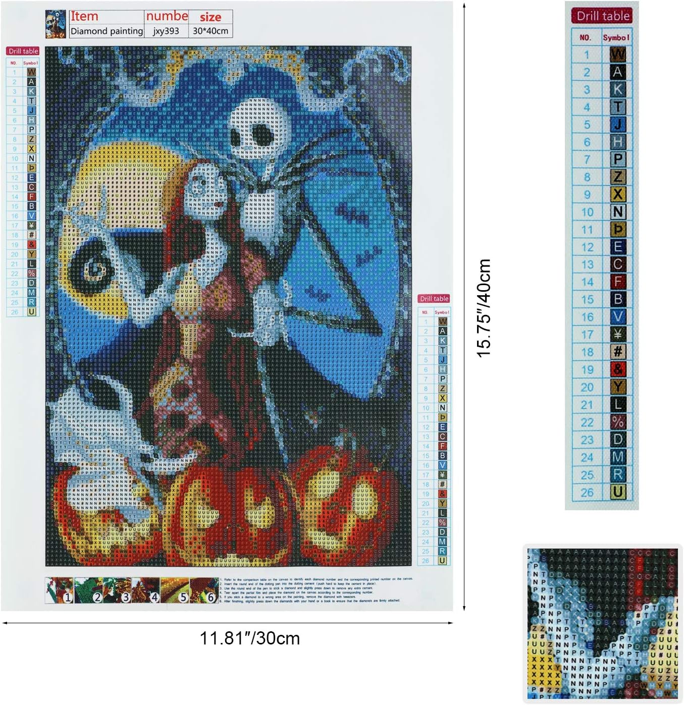 MWOOT 5D Full Drill Diamond Embroidery Painting Kit,Halloween Skull DIY Diamond Rhinestone Pasted Painting Cross Stitch Crafts for Home Wall Decor (30x40cm),Style C - Image 4