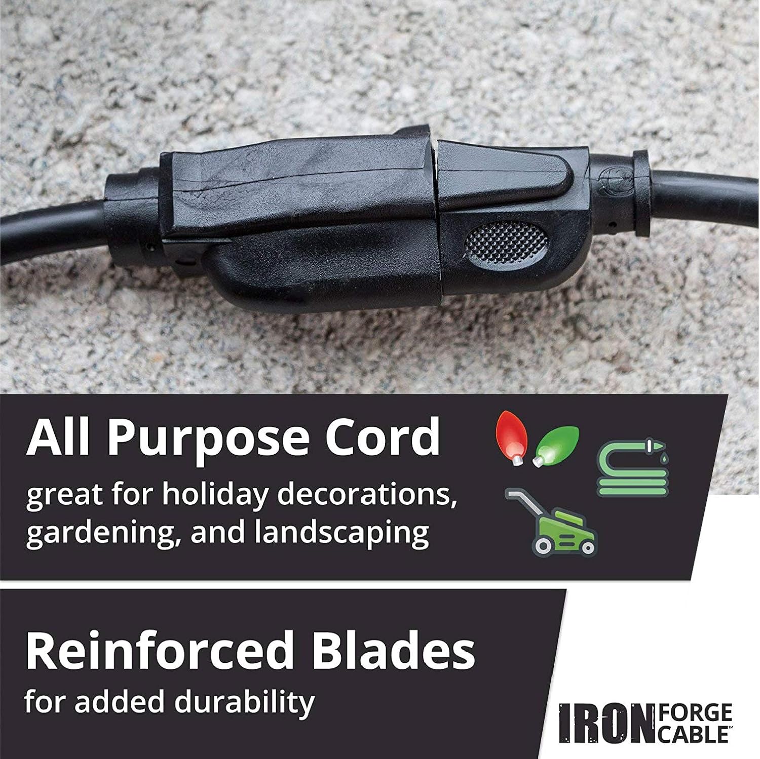 2 Pack of 10 Ft Outdoor Extension Cords - 16/3 Durable Black Extension Cord Pack - - 