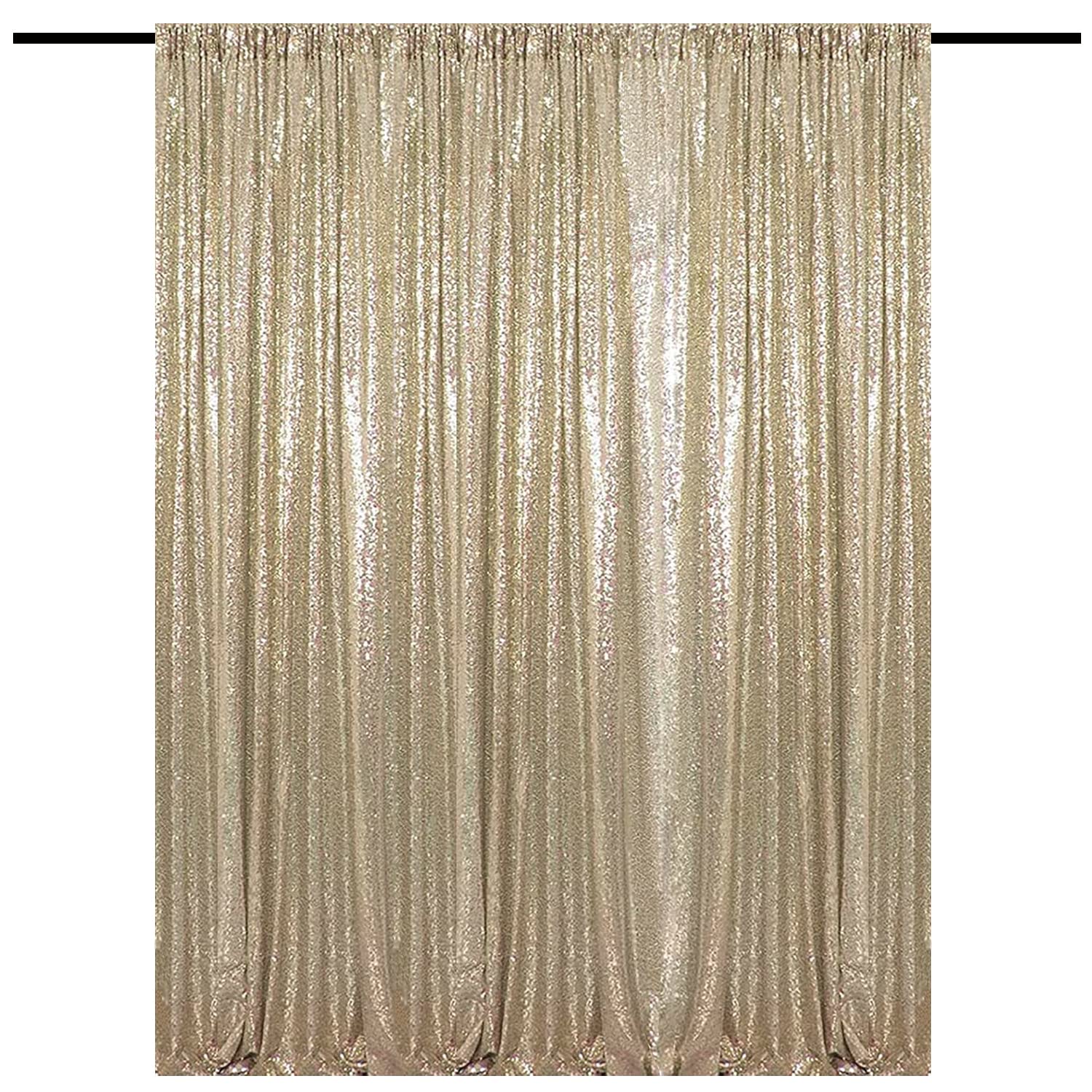 Photo 1 of TCBESTO Champagne Gold Sequin Backdrop Curtain 10FTx10FT 1 Panel, Stage Sparkly Photography Background Drapes for Wedding Birthday Bridal Party Sparkle Background Party Decor