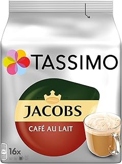 Tassimo Kapseln Jacobs Café au Lait, 80 Kaffeekapseln, 5er Pack, 5 x 16 Getränke