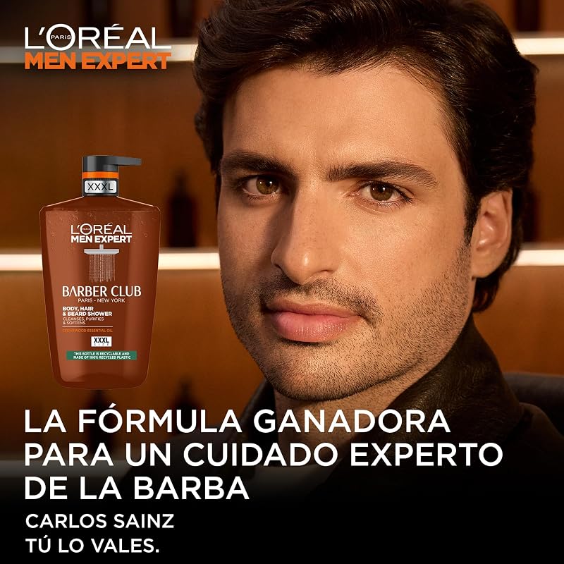 L'Oréal Men Expert Duschgel Barber Club formuliert mit Zedernholzöl für Reinigung, Nährung und Feuchtigkeit für Bart, Haut und Haare