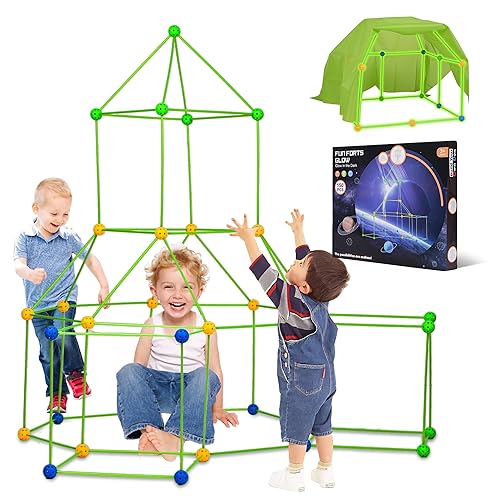 uiwocsda Fort Building kit 150 Pieces Glow in The Dark Creative