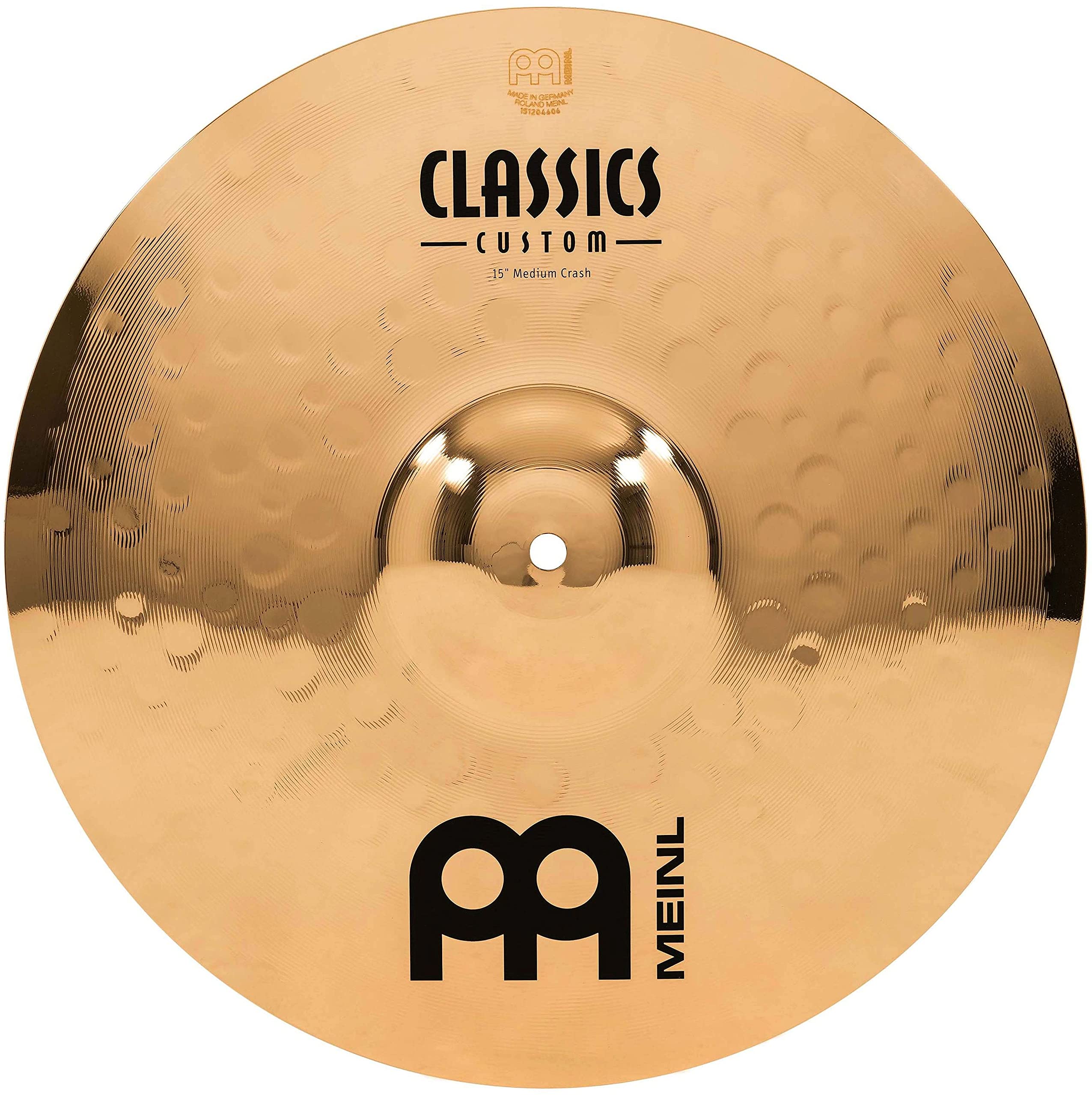 Meinl Cymbals Classics Custom Brilliant Crash Medium Cymbal 15 inch (Video) for Drum Set (38,10cm) B12 Bronze, Brilliant Finish, Made in Germany (CC15MC-B)